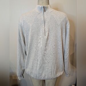Ashworth Gray Pima Cotton Jacquard Zip-Up Sweater With Full Lining Size XL